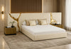Modern Designer Fabric Bed with Gold Accents / Lixra