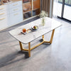 Marble Elegance Extendable Dining Table Set with Clad Chairs