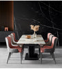 Sleek Metal And Extendable Marble Dining Set / Lixra