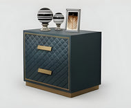 Rectangular Leather Upholstered Nightstand With 2 Drawers / Lixra