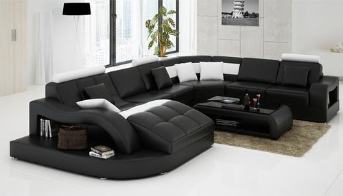 Italian Style Living Room Leather Sectional Sofa / Lixra
