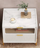 Set Of 2 Stunning White Polished Marble Table / Lixra