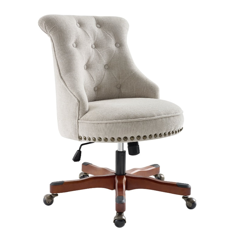 Button Tufted Nail Head Trim Chair With Adjustable Height and Swivel / Lixra