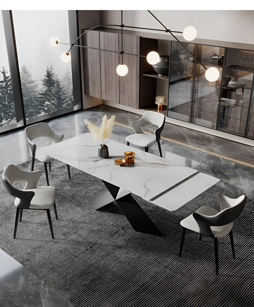 Modern Extendable Marble Dining Table Set / Lixra