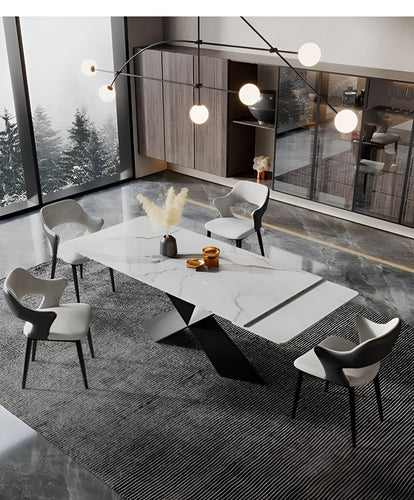 Modern Extendable Marble Dining Table Set / Lixra