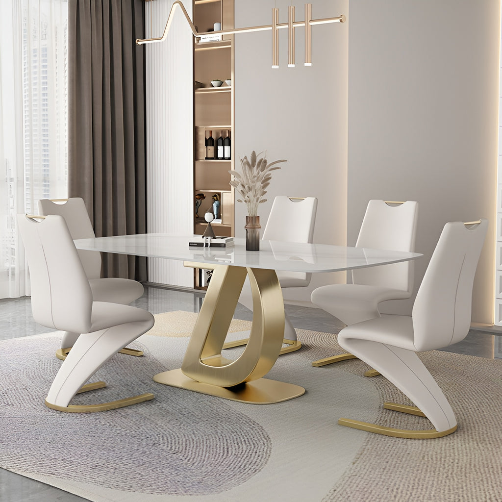 Modern Marble Dining Table Set With Chairs / Lixra