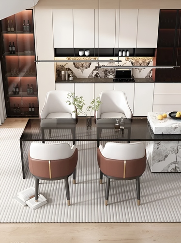 Set Of 4 Leather Dining Chairs / Lixra