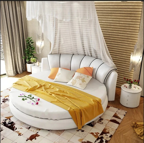 Enduring Design Sophisticated Leather Round Bed / Lixra