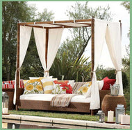 Elegant Design Rattan Fabric Outdoor Sofa / Lixra