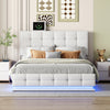 Queen Size PU Upholstered Bed With LED Lights  / Lixra