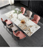 Sleek Metal And Extendable Marble Dining Set / Lixra