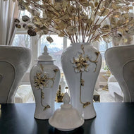 Gilded Vintage Ceramic Ginger Jar Vase / Lixra 
