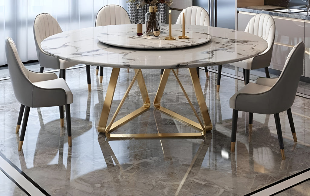 Refined Round Marble Dining Table-Set / Lixra