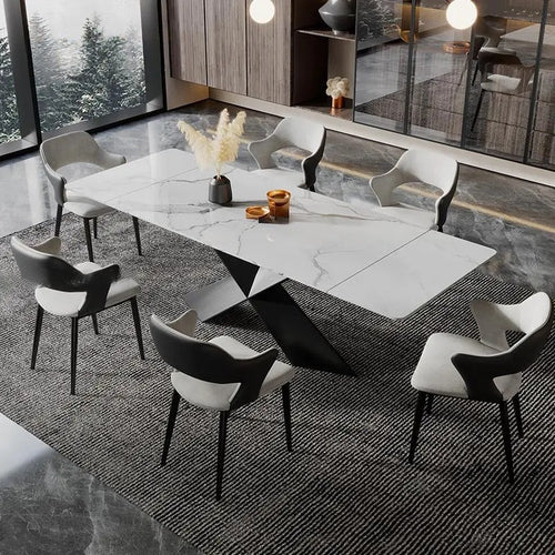 Modern Luxurious Marble Top Extendable Dining Table Set / Lixra