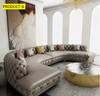 Button Tufted Arc Shape Leather Sectional Sofa / Lixra