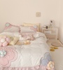Exquisite Cartoon Flowers Embroidery Girl Fitted Bedding Set/Lixra