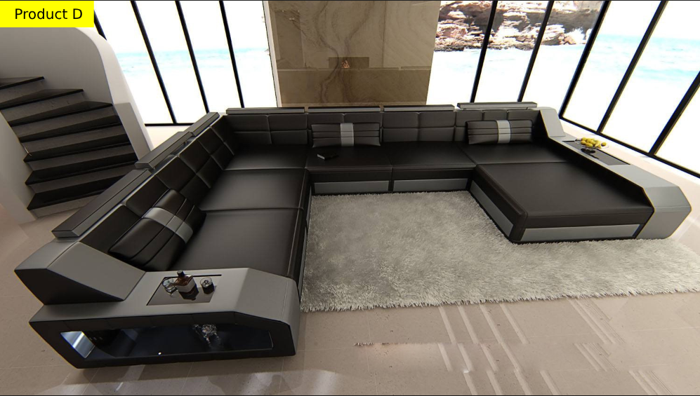 Luxury Modern Sectional Sofas with LED Lights