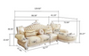 L Shaped European Style Leather Sofa Set With Chaise And Ottoman / Lixra