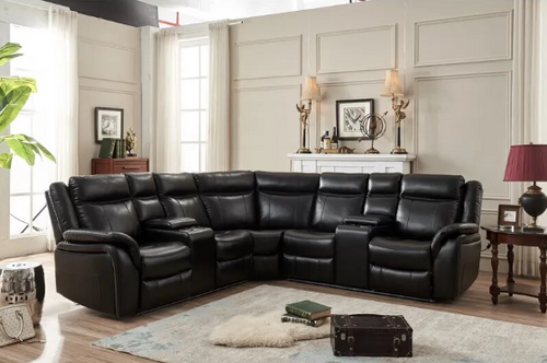 Modern Luxury Leather Power Reclining Sectional Sofa with LED Strip/Lixra