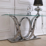 Contemporary Glass Top Accent Table / Lixra