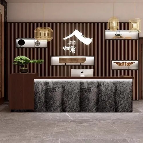 Frontline Connection Wooden Reception Desk / Lixra