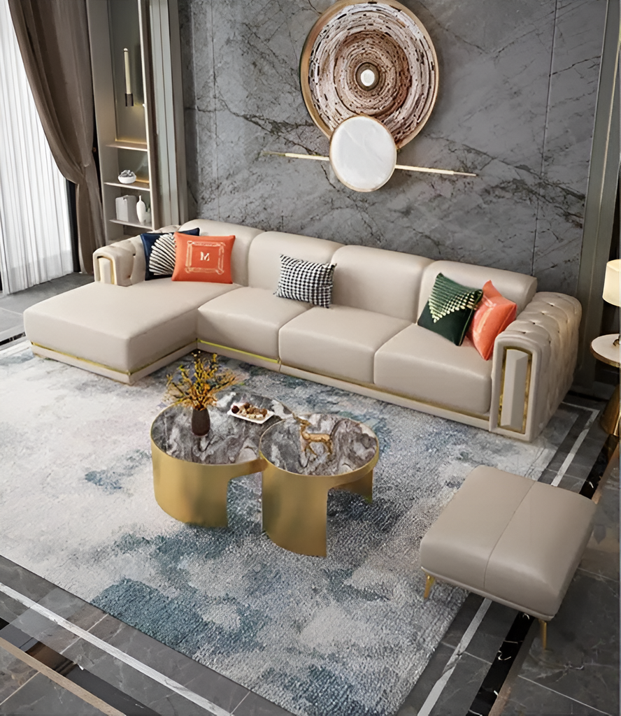 Luxurious Leather Sectional Sofa With Chase / Lixra