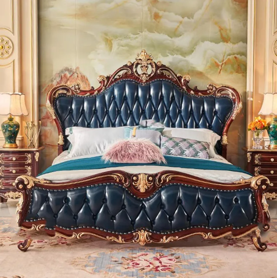 European Leather Tufted Leather Bed / Lixra