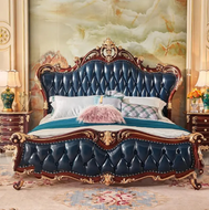Milan European Wooden Leather Tufted Bed / Lixra