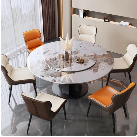 Graceful And Luxurious Round Dining Table Set with Lazy Susan / Lixra