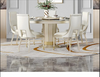 Radiant White Round Dining Table Set with Built-In Lazy Susan / Lixra