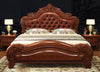 European Carved Wooden Leather Bed / Lixra