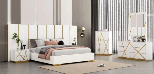 Classy Design Leather Upholstery Bedroom Set / Lixra