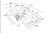 U-Shaped Leather Sectional Sofa