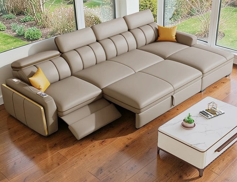 Leather Multifunctional Sofa Bed With Recliner / Lixra