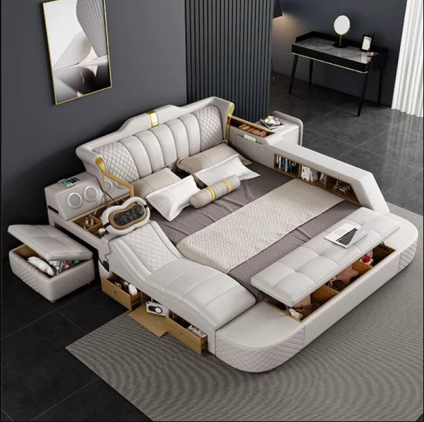 Leather Upholstery Modern Design Smart Bed / Lixra