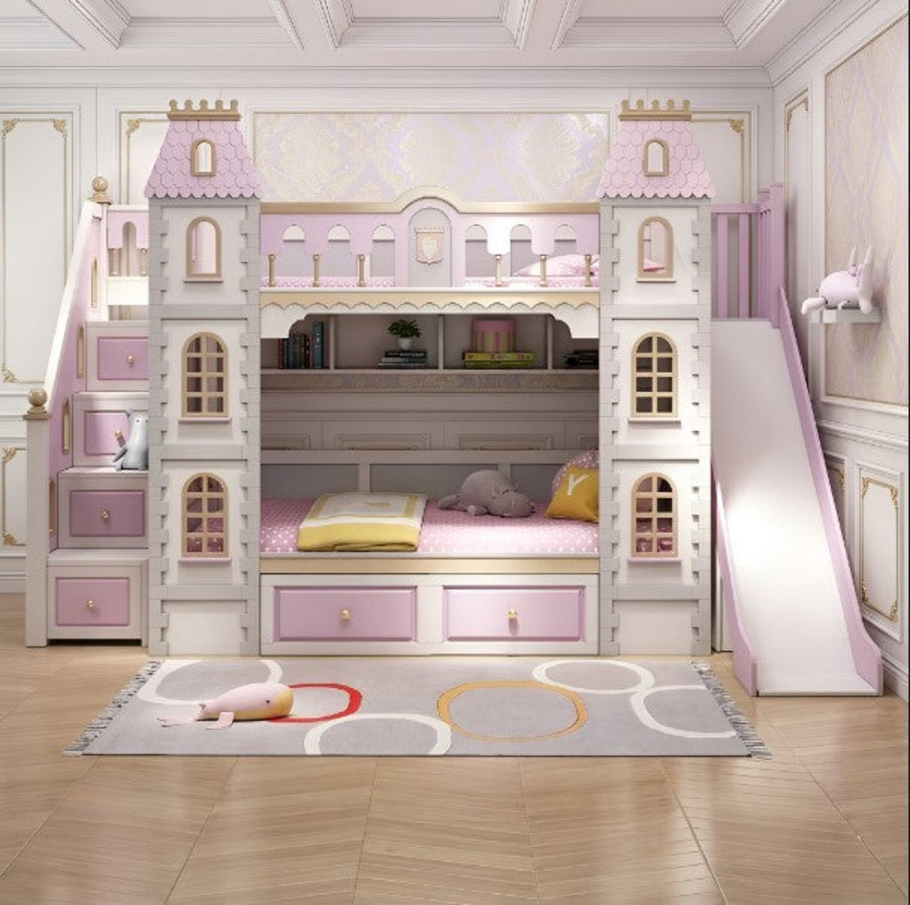 Wooden Castle Bunk Bed For Kid's / Lixra