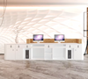 Marble Textured Rectangular Wooden Reception Desk With Lights / Lixra