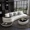 Italian Designed Solid Wooden Leather Curved Sofa Set / Lixra