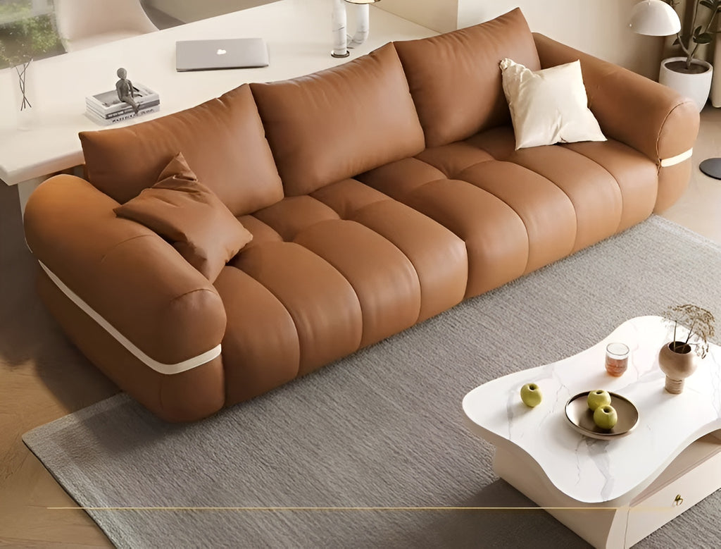 Pillow-Back Modern Leather Sofa / Lixra