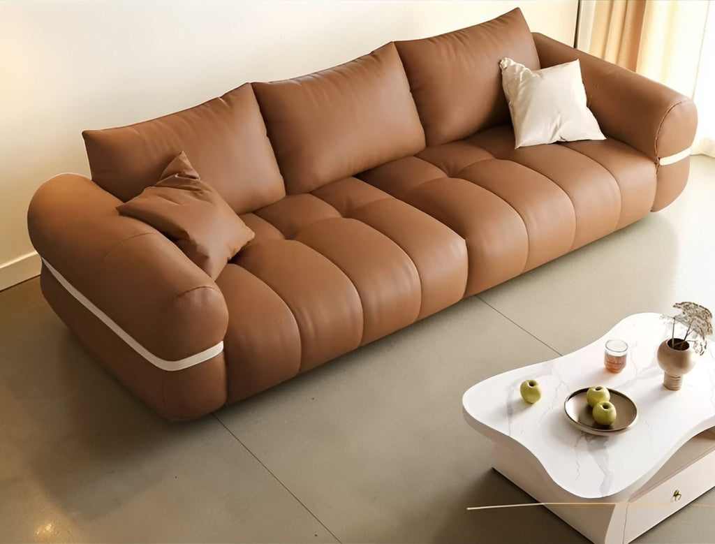 Pillow-Back Modern Leather Sofa / Lixra