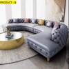 Button Tufted Leather Sectional Sofa / Lixra