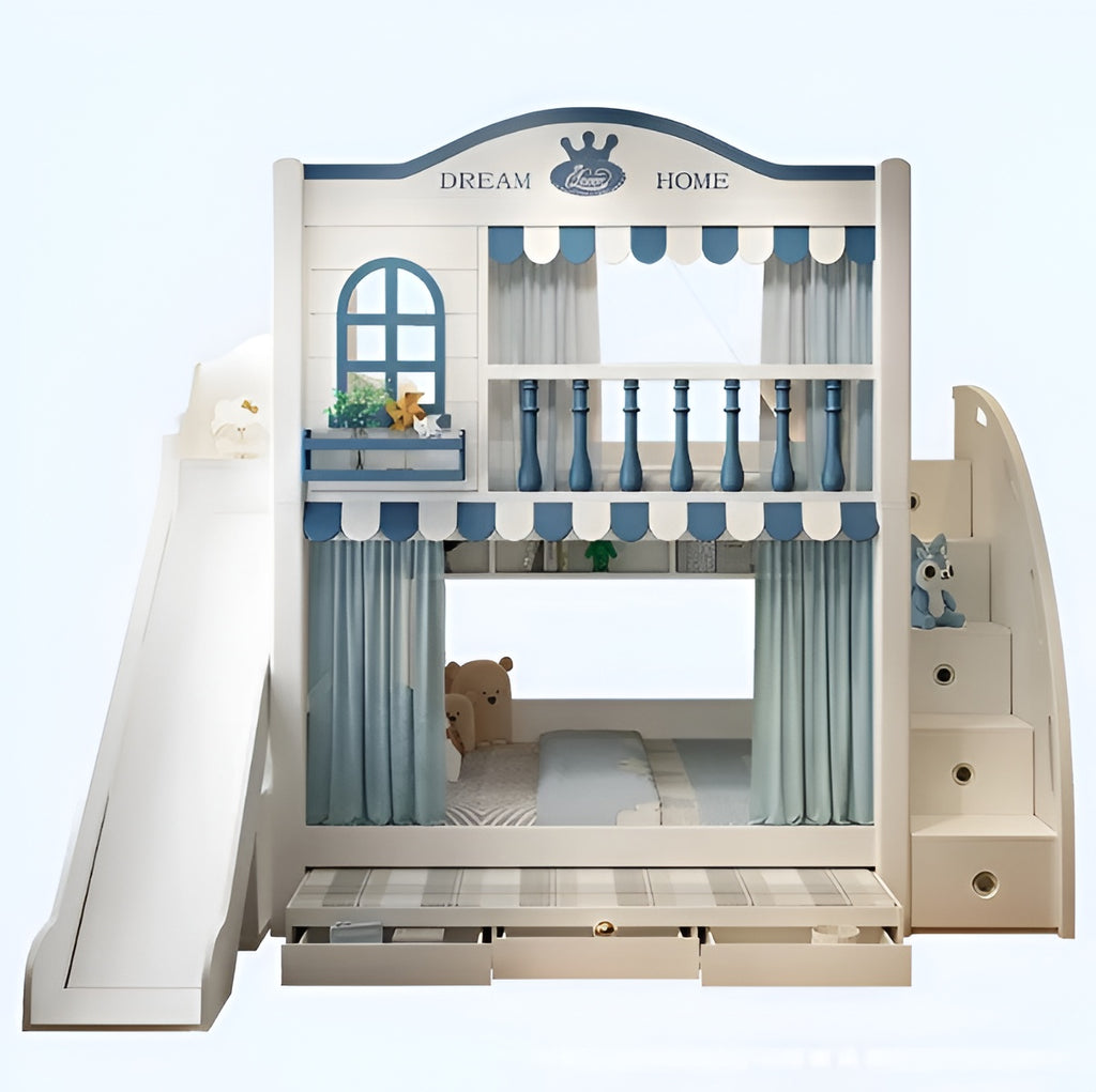 Wooden Trundle Bunk Bed For Kid's / Lixra