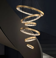 Golden Finish Crystal Clear Pendant Light