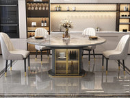 Expandable Marble-Top Palatial Dining Table Set / Lixra