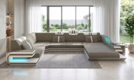 Sectional Fabric Sofa Set with LED / Lixra