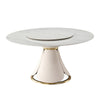 Golden Metallic Base Marble Top Dining Table With Lazy Susan / Lixra