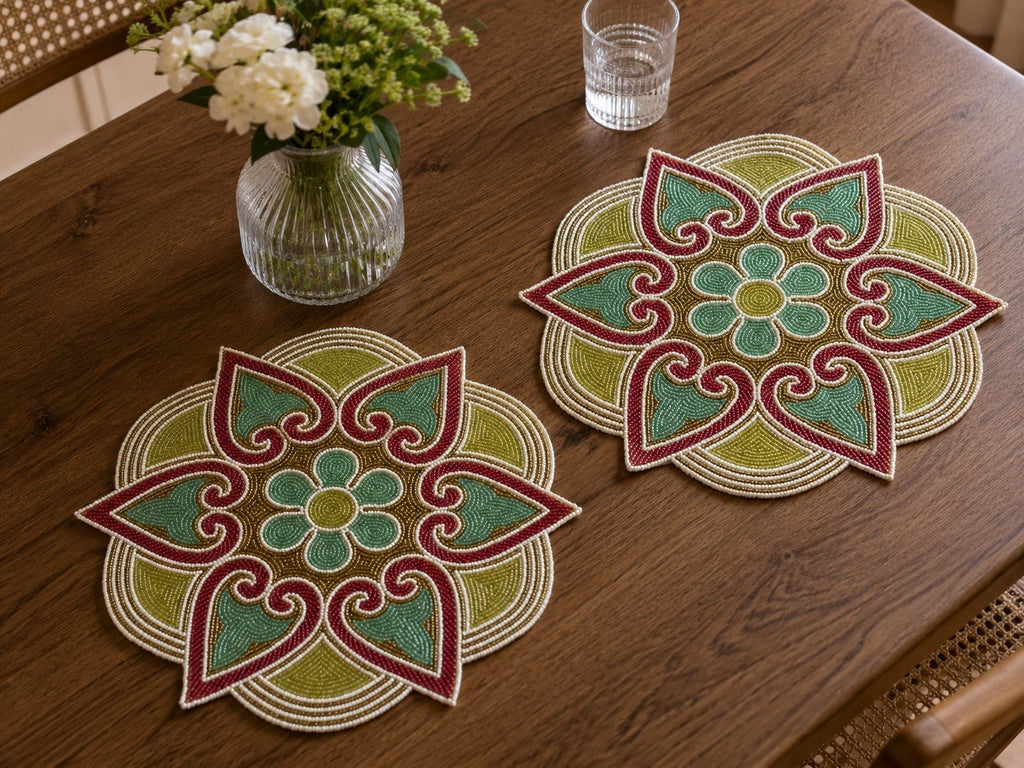 Set Of 2 Glamourous Glass Beaded Placemats / Lixra