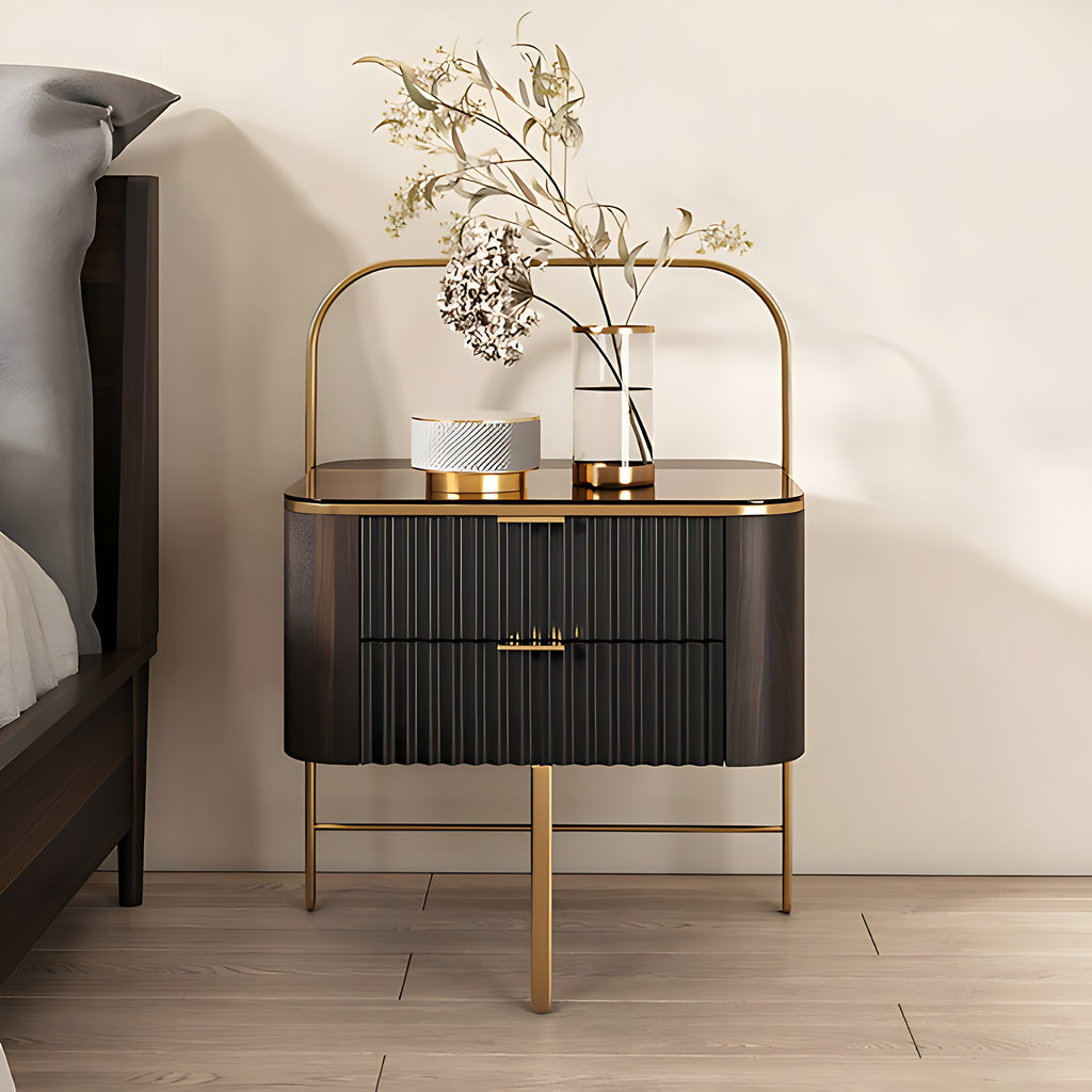 Set Of 2 Glossy Finish Wooden Nightstand / Lixra