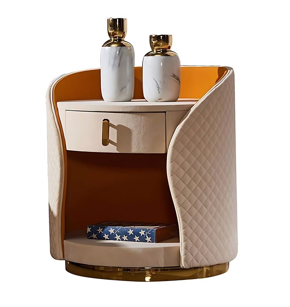 Set Of 2 Golden Contemporary Wooden Nightstands / Lixra