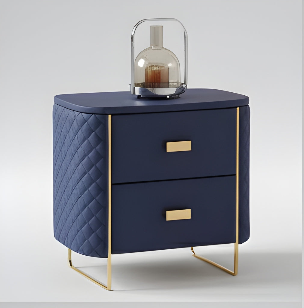 Set Of 2 Leather Upholstered Wooden Nightstand / Lixra